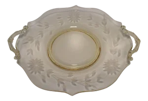 Vintage “1930”s Yellow Floral Etched Lancaster Platter