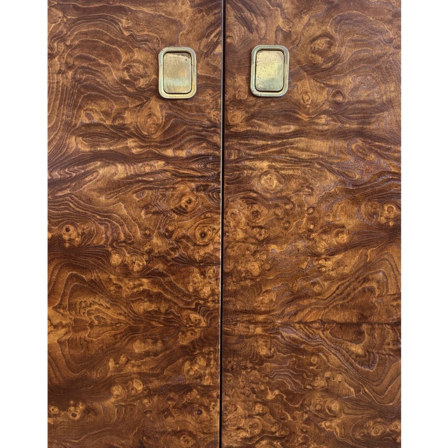 Century Furniture 1970’s 4-Door Burlwood and Brass Credenza For Sale In Los Angeles - Image 6 of 8