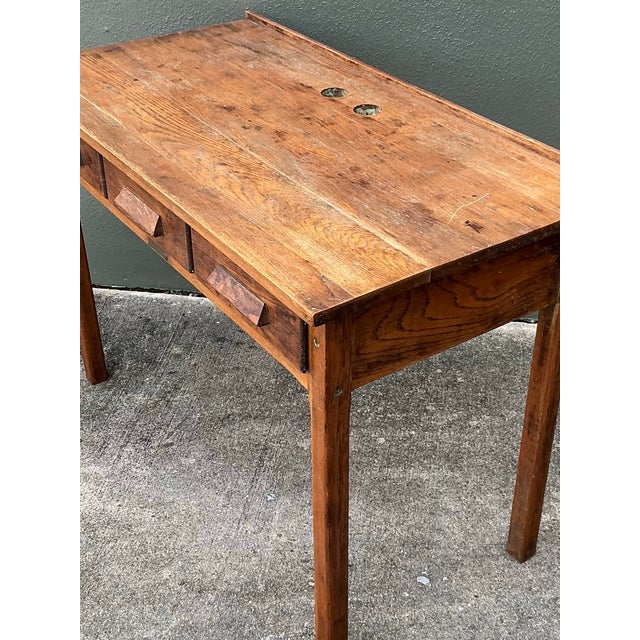 Vintage Rustic C. Christiansen Workbench Desk For Sale - Image 4 of 10