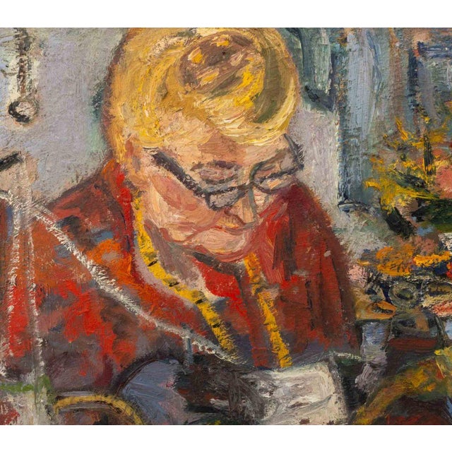 20th Century School, The Seamstress, Oil on Canvas, signed "Mondero" lower right, unframed. 18" H x 24" W x 0.75" D....