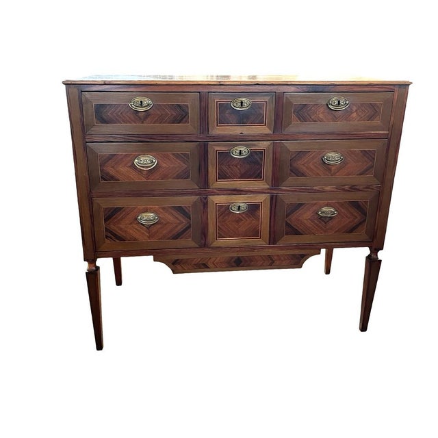 19th Century Louis XVI Portuguese Mahogany Chest of Drawers with Inlay For Sale - Image 16 of 18
