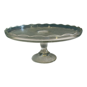 Vintage Pressed Glass Pedestal Cake Stand With Harps