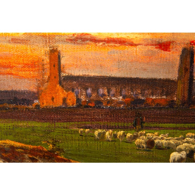 Italian Landscape Painting “View of Roman Campagna Ruins” by Hermann Corrodi For Sale - Image 9 of 18