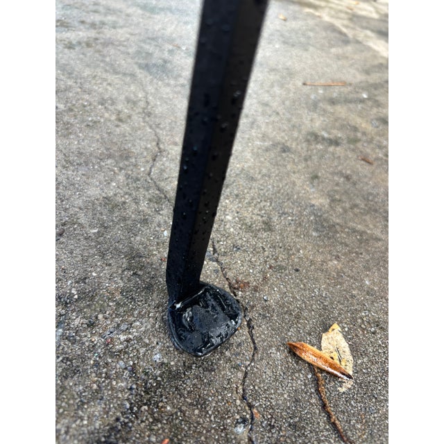 very old and super rare 60 by 30 early salterini iron patio table base, will need glass and or slate for table top....