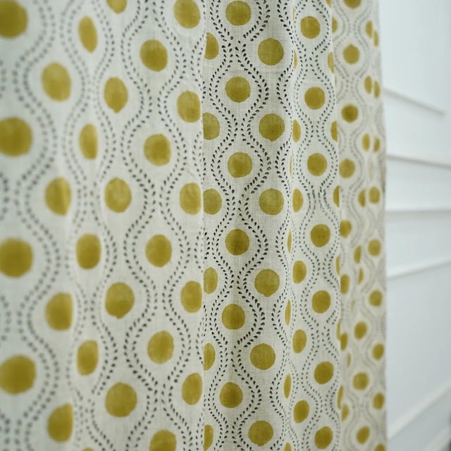 Decorative Linen Window Curtain Semi-Sheer Block Print for Bedroom & Lounge Size 54"x120" - Raaj Bhog For Sale - Image 4 of 7