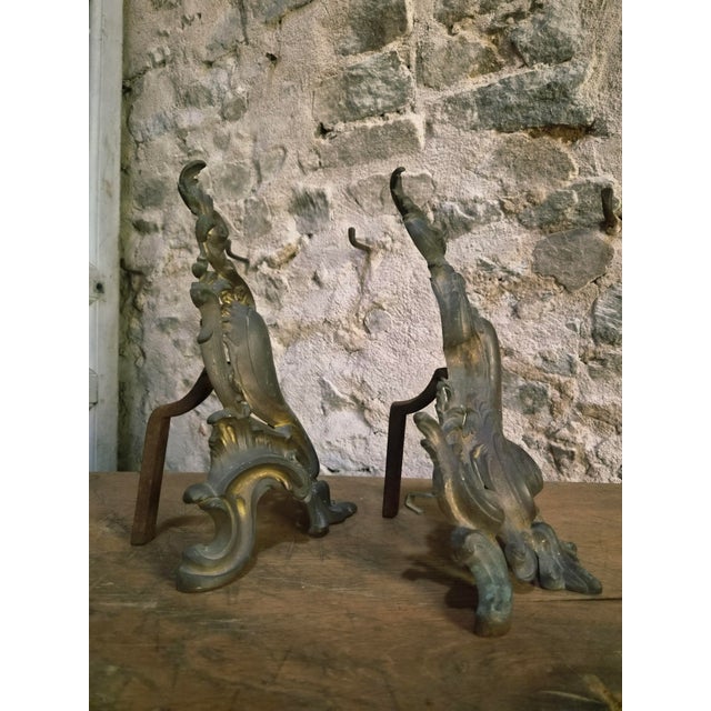 Antique French Bronze Andirons, 1900, Set of 2 For Sale - Image 9 of 16