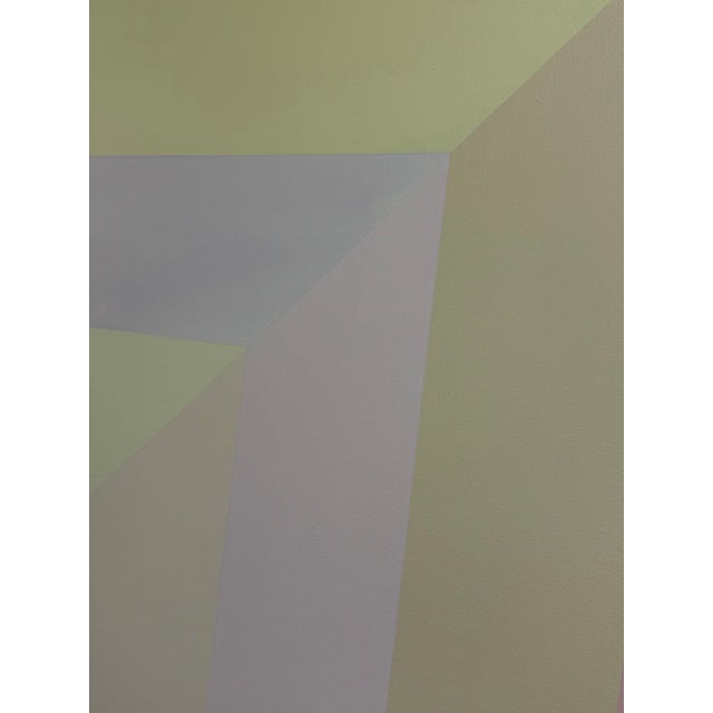 Abstract French Artist Patrice Bertin Square Composition Oil on Canvas Signed and Custom Framed For Sale - Image 3 of 11
