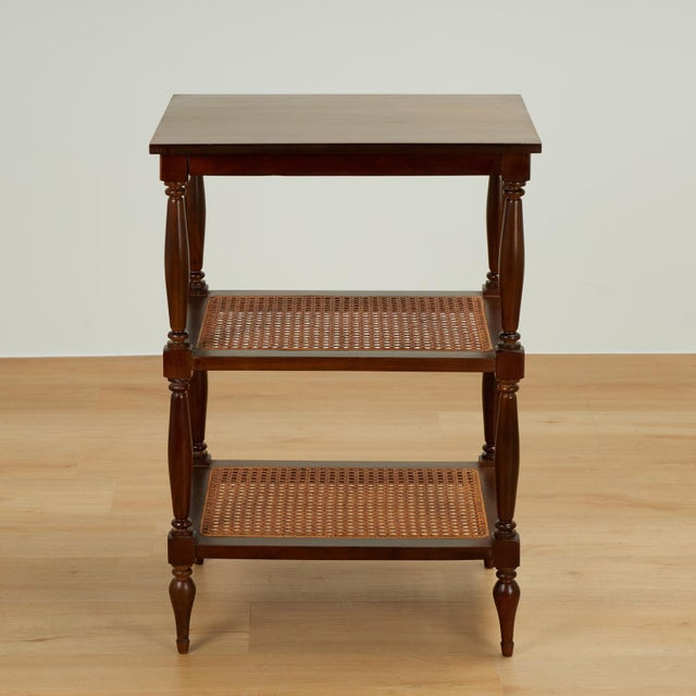Pair of Vintage British Colonial Style Three Tiered Stands For Sale - Image 11 of 16
