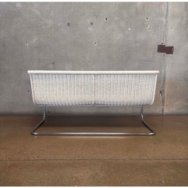 Wood Vintage MCM Martin Visser Attributed Rattan & Chrome Couch For Sale - Image 7 of 9