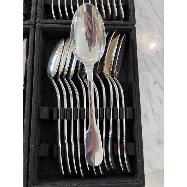 Metal Cluny Pattern Flatware Set from Christofle, Set of 87 For Sale - Image 7 of 13