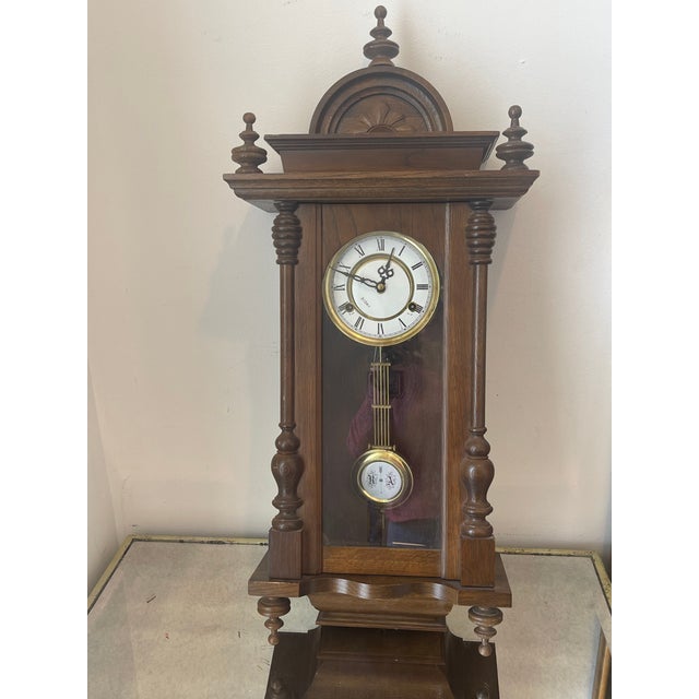 Rustic Antique Black Forest Style Wall Clock 31 Days For Sale - Image 3 of 5