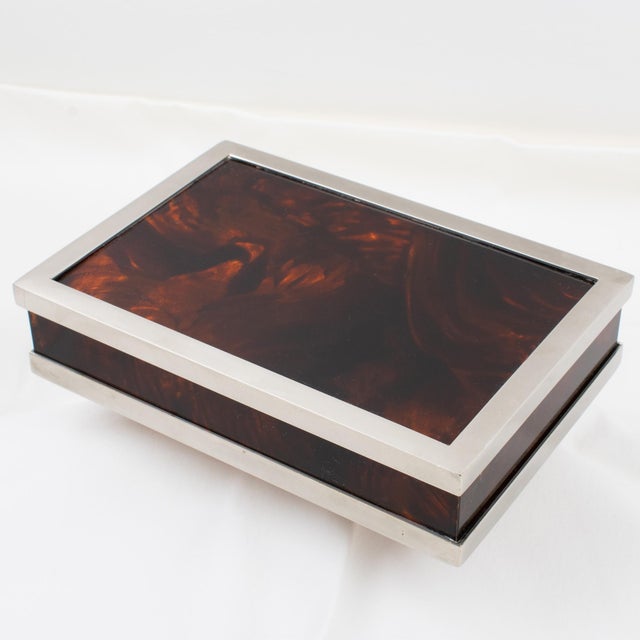 Maison Mercier Tortoiseshell Lucite and Chrome Box, circa 1970 For Sale - Image 4 of 11