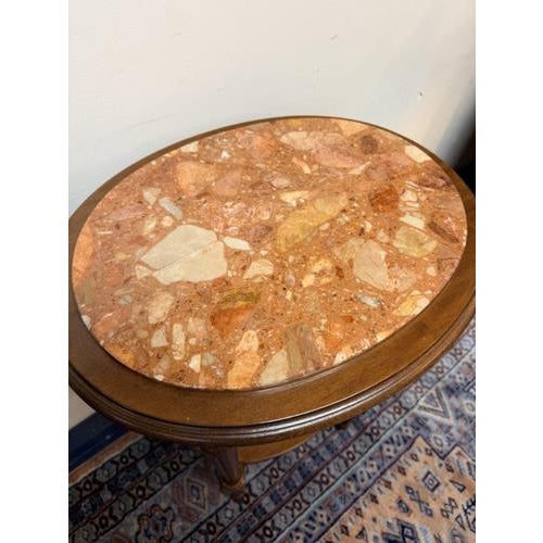 French Fruitwood and Marble Side Table or Plant Stand For Sale - Image 5 of 6