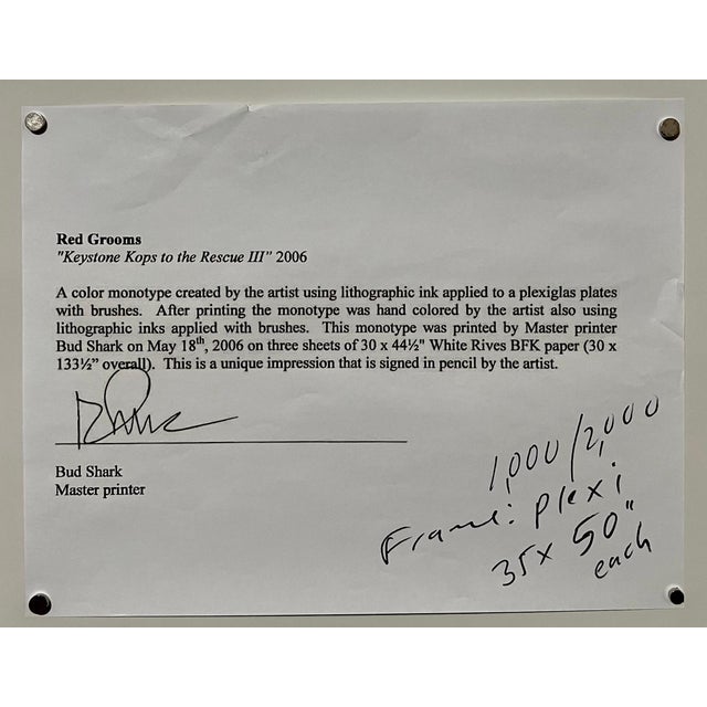 Red Grooms, Huge Red Grooms Monotype Oil Painting LA Hollywood Circus Film Cartoon Pop Art, 2006 For Sale - Image 10 of 18