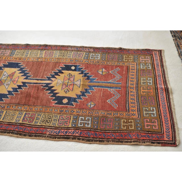 Textile Geometric Runner in Clays, Saffron & Deep Indigo 3.7 x 11 For Sale - Image 7 of 13