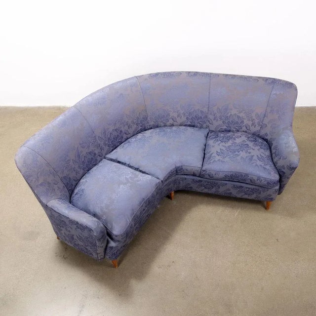 Vintage Corner Sofa in Fabric and Wood, 1950s For Sale - Image 6 of 10