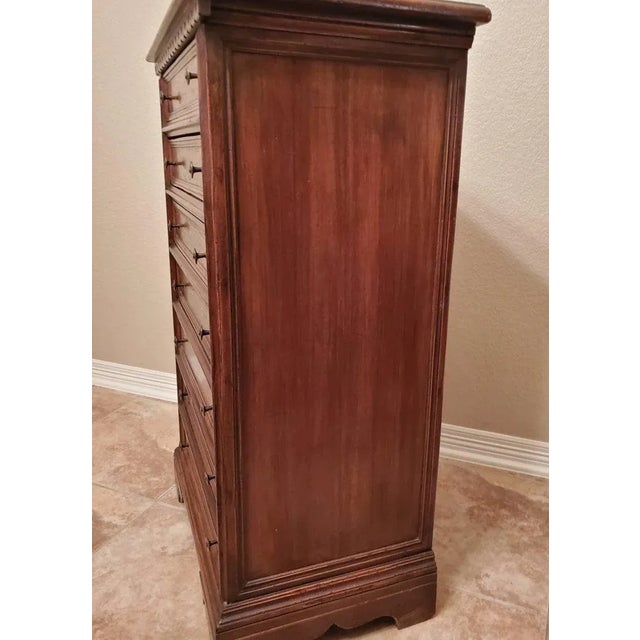 Wood Italian Walnut Marquetry Inlaid Men's Semainier Tall Chest of Drawers For Sale - Image 7 of 11