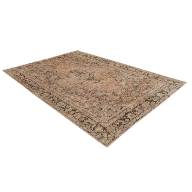 Vintage Chic Handmade Peach Wool Rug With Medallion Motif For Sale - Image 11 of 13