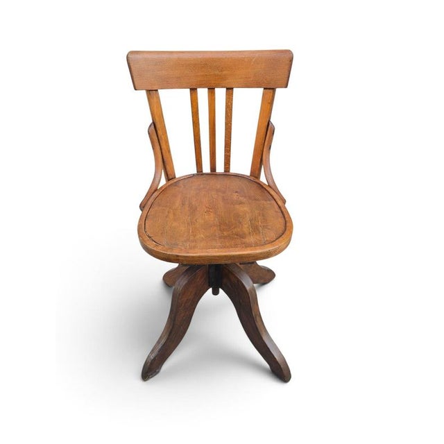 19th Century Oak Ships Swivel Chair with Adjustable Height, 1890 For Sale - Image 3 of 9