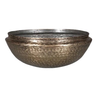 Vintage Hand Hammered Large Brass Decorative Bowl | 12" Round Large Bowl | Unique Centerpiece Dining Table Coffee Table | Planter Vase For Sale