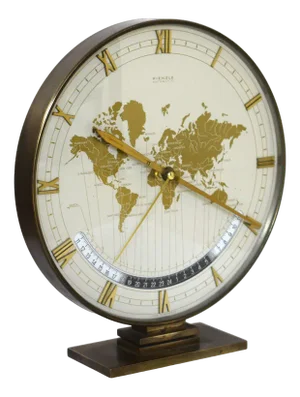 Large Art Deco World Clock by Heinrich Möller for Kienzle, 1950s