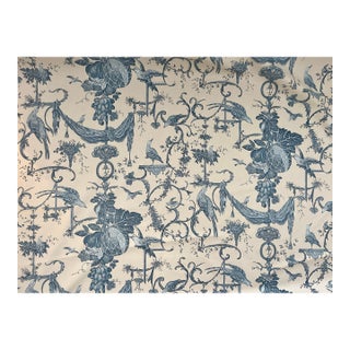 6 Yards Brunschwig & Fils “Kininvie” Blue & White Chinoiserie Linen Fabric For Sale