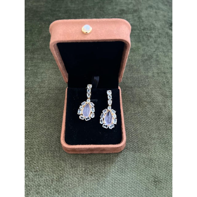 Bochic "Capri" Pink Quartz & White Topaz Earrings Set In 18K Gold & Silver For Sale - Image 10 of 18