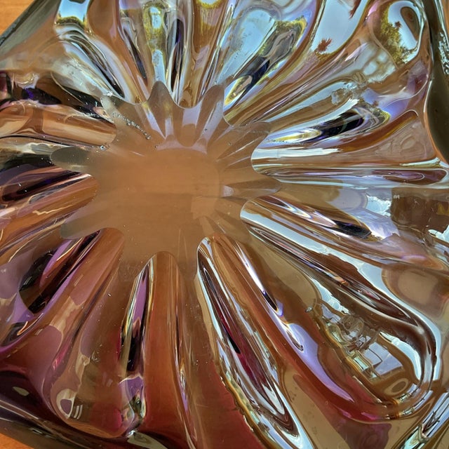 Purple Vintage Mid Century Murano-Style Italian Art Glass Bowl Purple & Blue 10.5 For Sale - Image 8 of 10