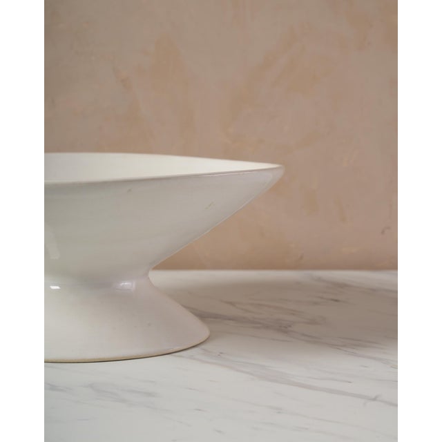 Medium Handcrafted Ceramic Pedestal Bowl by NPage Studio X Lostine in Salt White For Sale In Baltimore - Image 6 of 9
