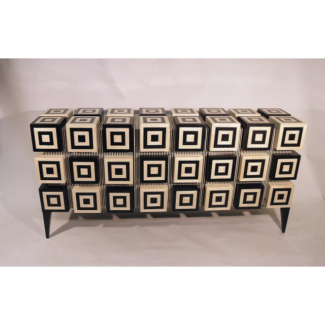 Black Ondulation Buffet in Black and White Sycamore Marquetry by Aymeric Lefort For Sale - Image 8 of 14