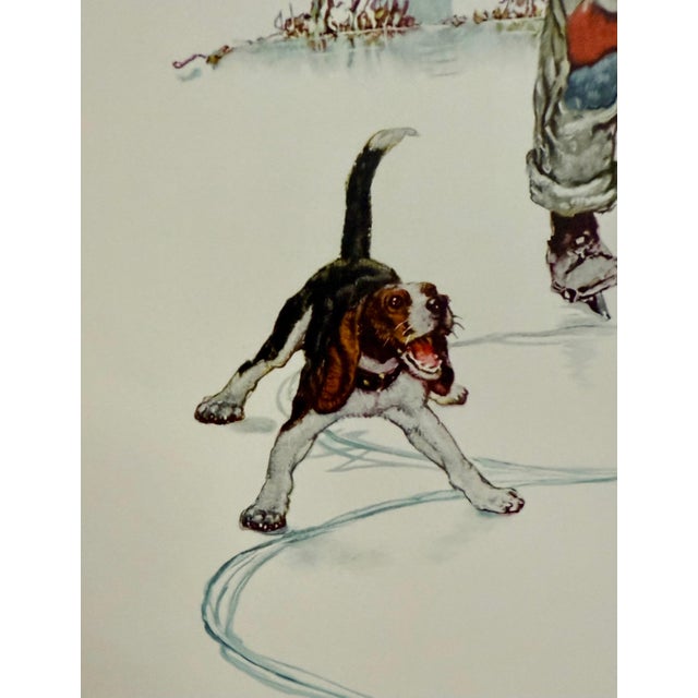 Printmaking Materials Norman Rockwell Original Lithograph Ice Skating Hand Signed Americana, 1976 For Sale - Image 7 of 12