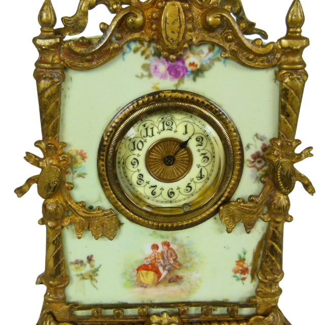 French Antique 19thC French Porcelain & Ormolu Mantel Clock | for Restoration | Circa 1880–1890 For Sale - Image 3 of 12
