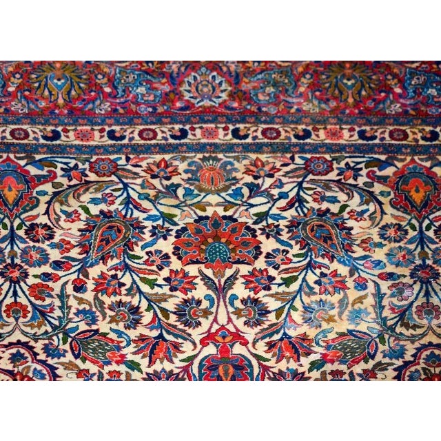 Cream Early 20th Century Persian Kashan Rug For Sale - Image 8 of 13