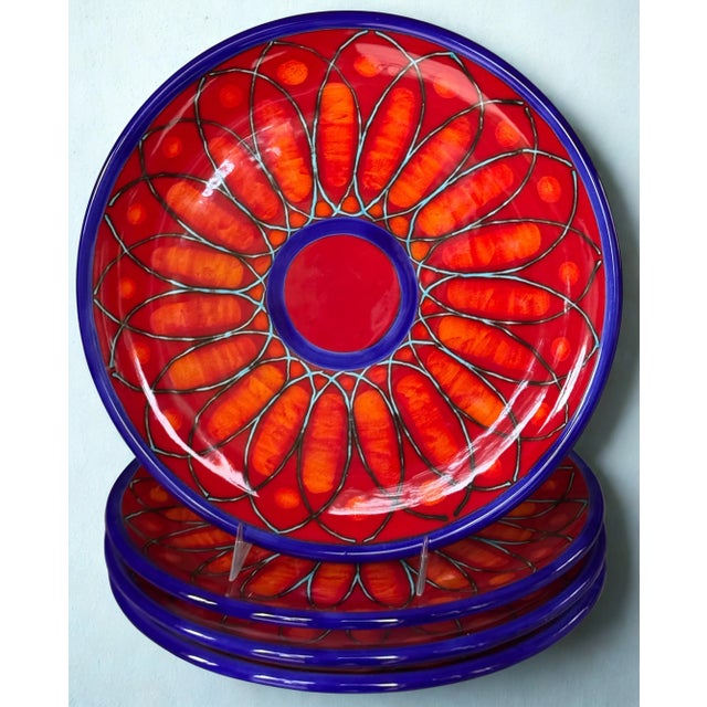 Made in Italy La Giara Hand Painted Sicilian Fuoco Plates - Set of Four For Sale - Image 13 of 13