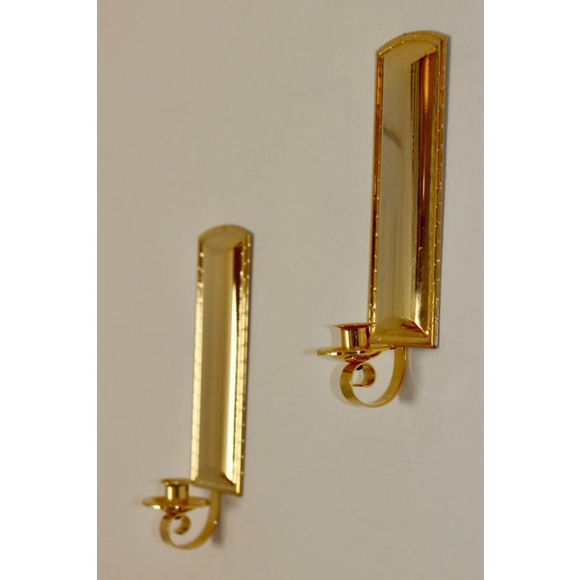 Mid-Century Modern Swedish Brass Sconces by Scandia, Set of 2 For Sale - Image 4 of 10