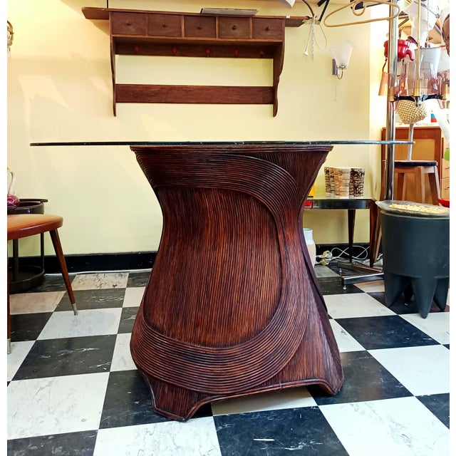 Vintage Rattan Marquetry Table, 1970s For Sale - Image 6 of 13