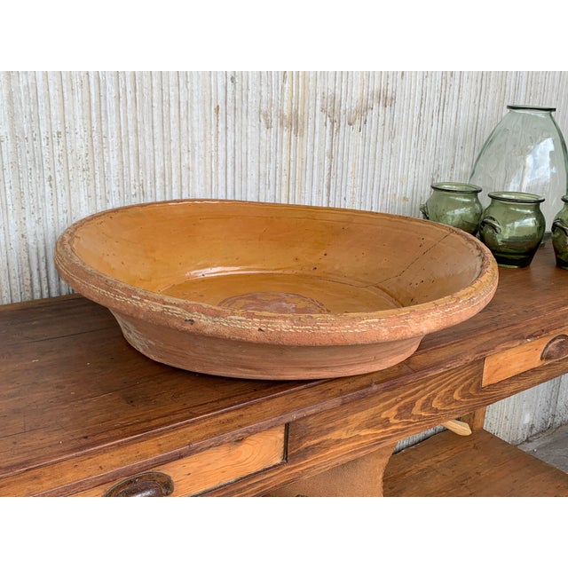 Large one-of-a-kind gorgeous hand thrown and hand glazed cream brown colored stoneware pottery bowl vessel. Thick and...