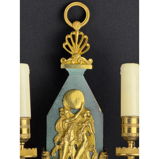 Gold French Neoclassical Gilt Bronze Two-Light Wall Sconce, 1890s For Sale - Image 8 of 11