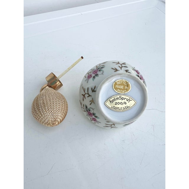 1940s Vintage 1940s Holmspray Porcelain Floral Perfume Atomizer Hand-Painted Japan For Sale - Image 5 of 6