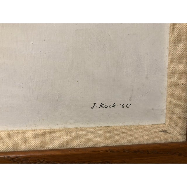 Paint Oil Painting on Canvas Board, 1966 by J. Kock For Sale - Image 7 of 13