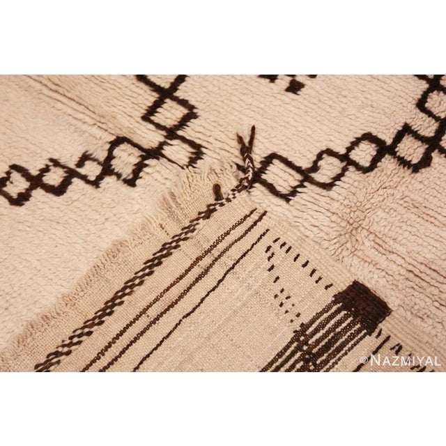 Mid 20th Century Nazmiyal Collection Vintage Ivory and Brown Moroccan Rug For Sale - Image 5 of 5