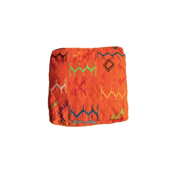 Moroccan Kilim Moroccan Pouf Cover For Sale - Image 3 of 4
