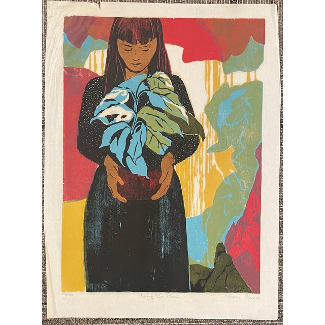 1977 Bruce Currie Among the Plants Woodblock For Sale - Image 4 of 5
