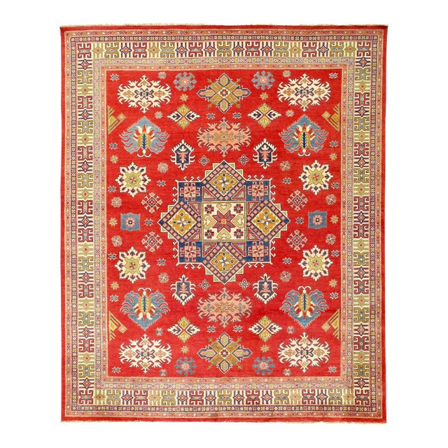 Red Color Fine Hand Knotted Kazak Rug For Sale