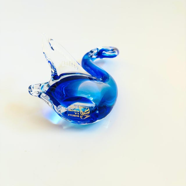 Blue Rubelli Va Murano Art Glass Swan For Sale - Image 8 of 9
