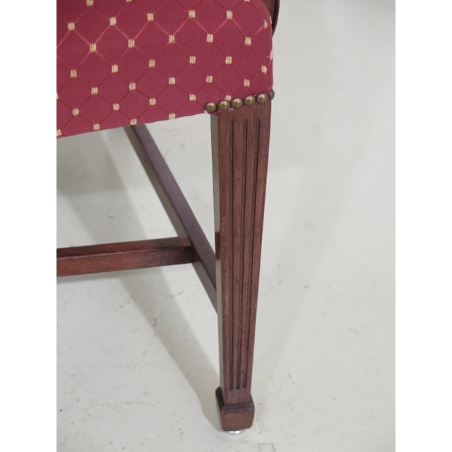 Set of 8 Newly Upholstered Chippendale Mahogany Office Armchairs For Sale - Image 4 of 13