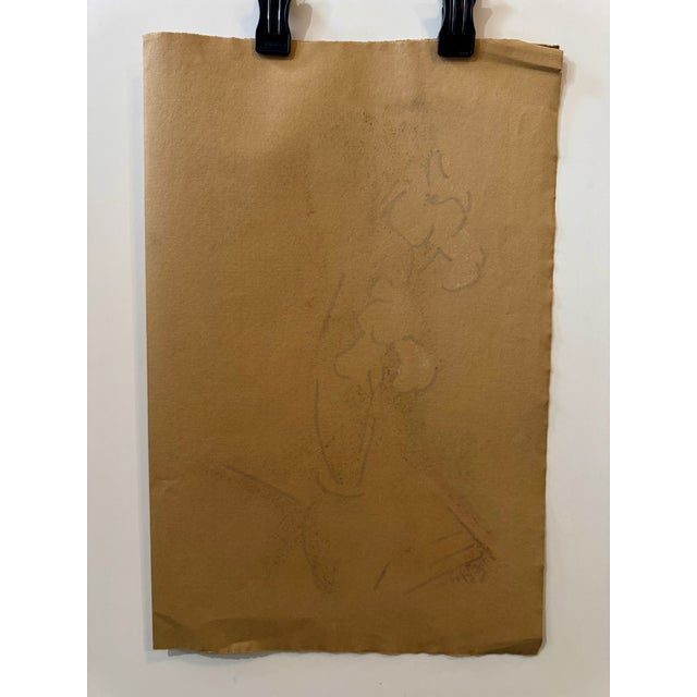 Henry Emil Salloch Original Paste on Paper Still Life With Irises in a Vase, 1971. For Sale In Atlanta - Image 6 of 7