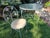 Vintage 1970s Plantation Patterns Wrought Iron patio bistro set. Diminutive table, great for small spaces or patio decks....