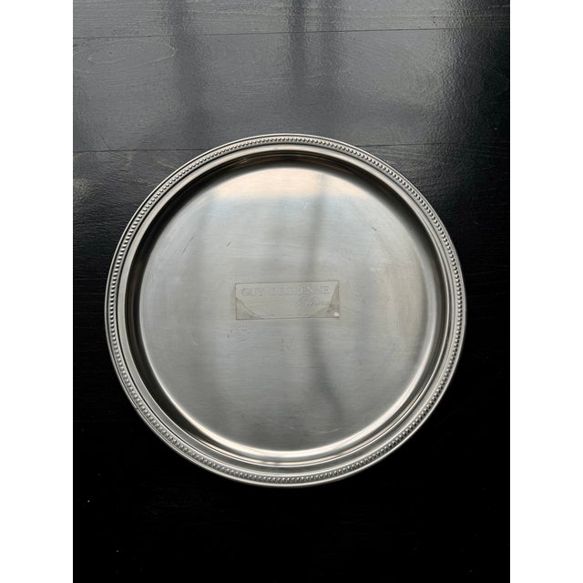 Vintage Round Silver-Plated Metal Serving Tray by Guy Degrenne, 1970s For Sale - Image 4 of 6