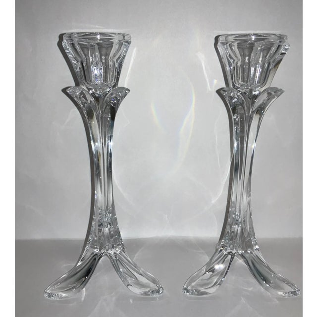 Late 20th Century Crystal 3 Stem Footed Candlestick Holders For Sale - Image 5 of 8